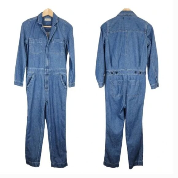 Madewell - Denim Long Sleeve Jumpsuit H6433 | Size Medium | Mid Blue Phair Wash - Picture 5 of 14